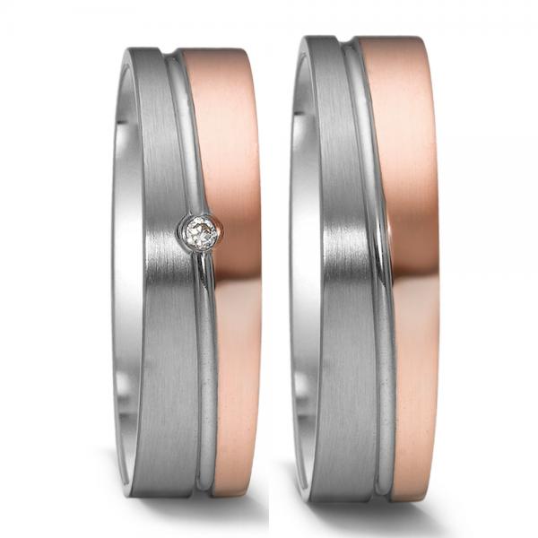 Trauringe Weiss-Rotgold von Weidner 62039 + 72039